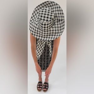 Beklina Scarf Hat Black Gingham packable sun hat